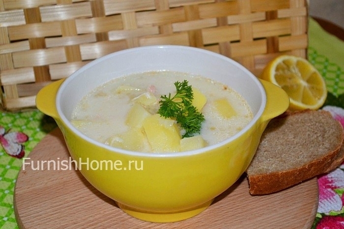 Сырный суп с красной рыбой Сырный суп с красной рыбой
