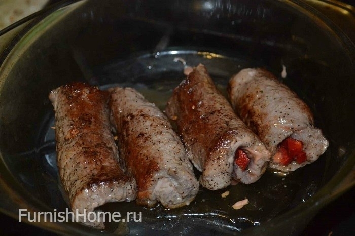 Мясные рулетики с болгарским перцем