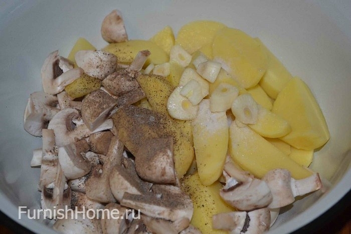 Картошка с грибами запеченная в сливках