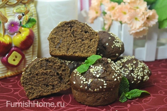 Шоколадные кексы с кунжутом