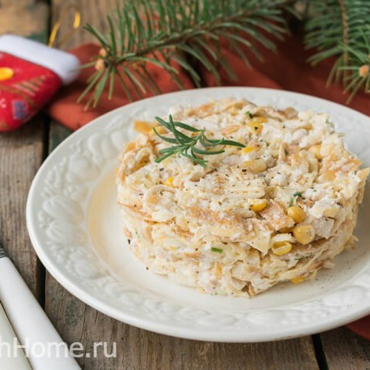 Рецепт Блинного Салата С Курицей Фото