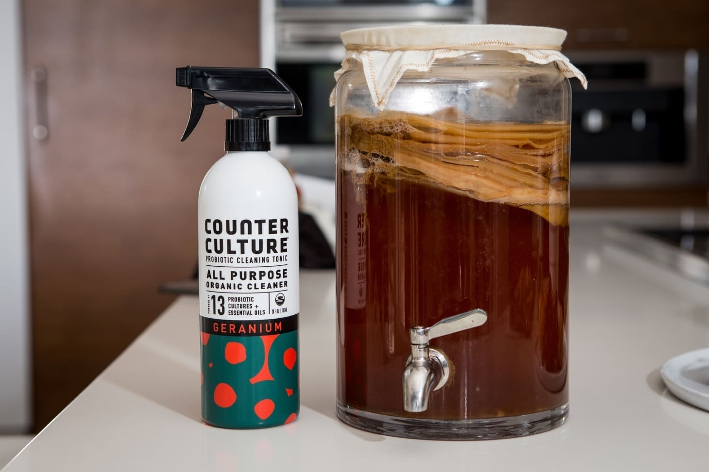 Экологическое и натуральное пробиотическое чистящее средство для дома на основе комбучи (чайный гриб)