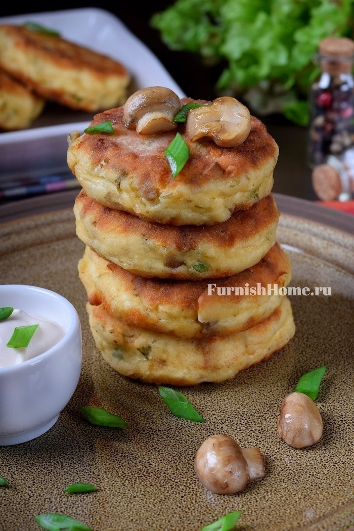 Сырники с жареными шампиньонами
