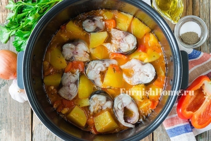 Овощное рагу со скумбрией в мультиварке Овощное рагу со скумбрией в мультиварке