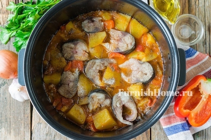 Овощное рагу со скумбрией в мультиварке Овощное рагу со скумбрией в мультиварке