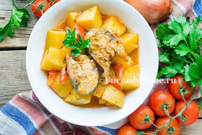 Овощное рагу со скумбрией в мультиварке Овощное рагу со скумбрией в мультиварке