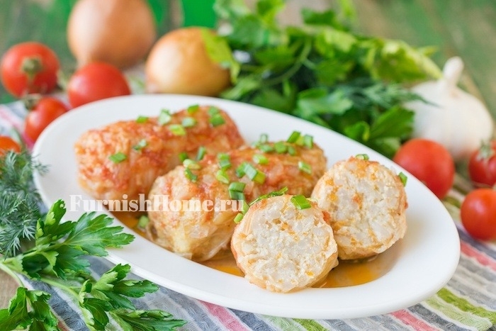 Голубцы из пекинской капусты с куриным филе Голубцы из пекинской капусты с куриным филем