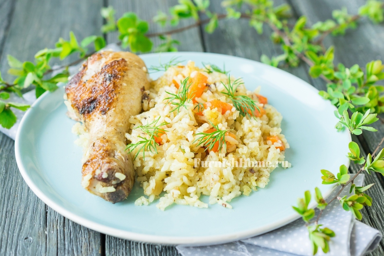 Рис в духовке с курицей