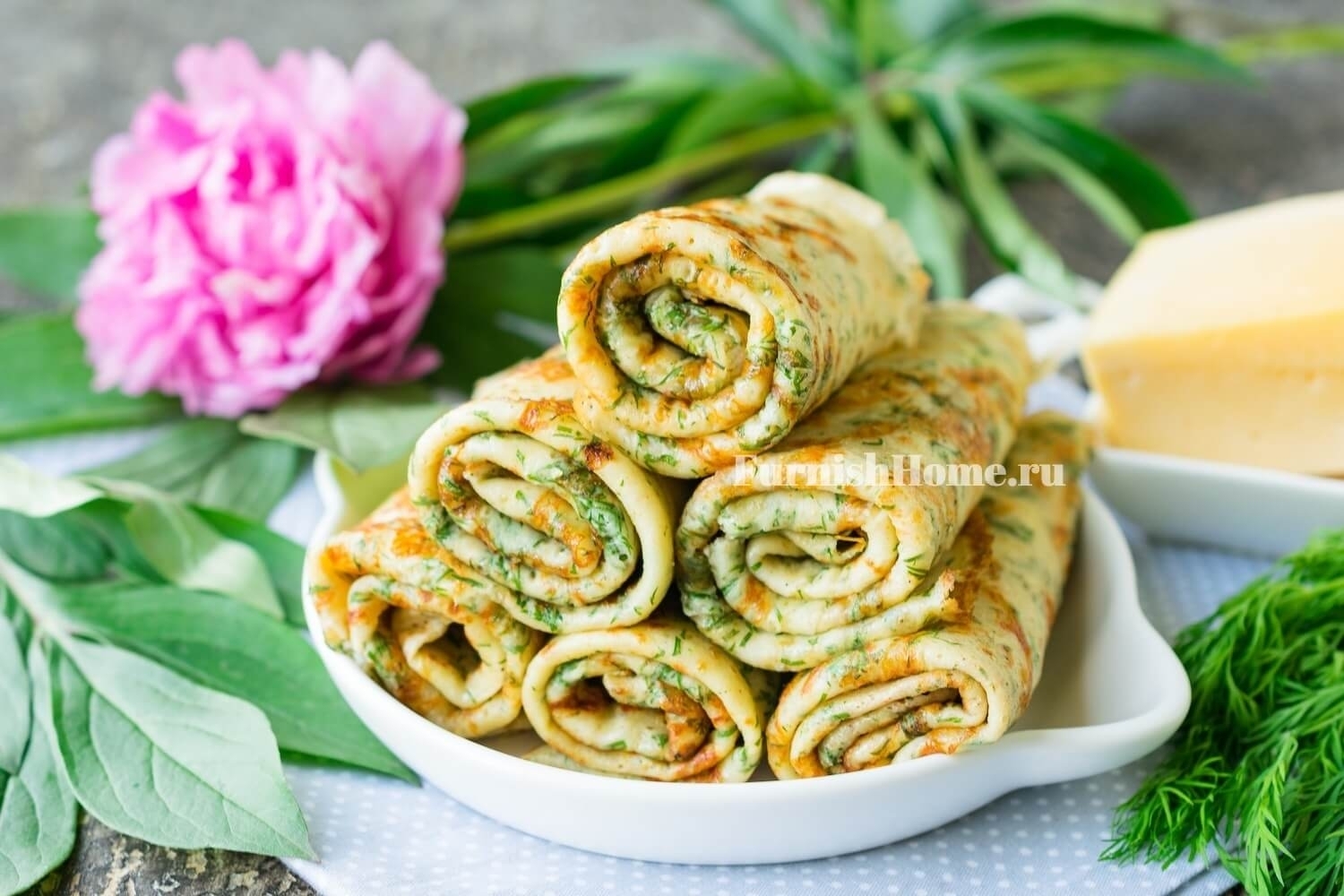 Блины с сыром и укропом