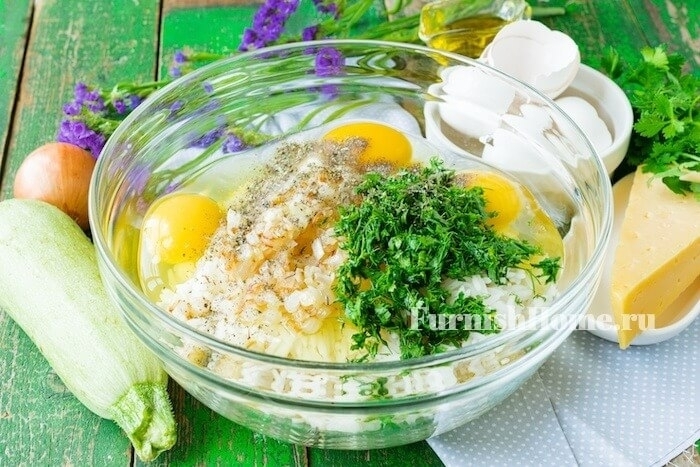 Запеканка с рисом и кабачками