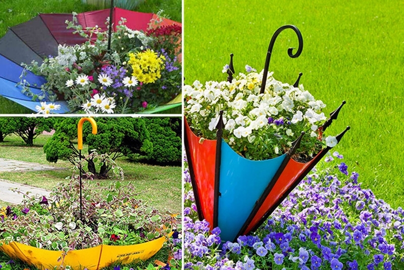 Как сделать вазу для цветов: зонтик с цветами и другие интересные идеи