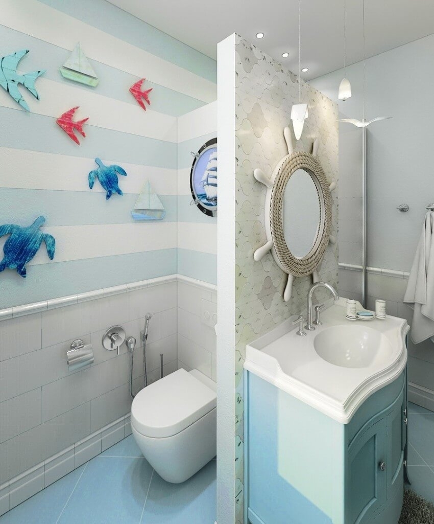 Дизайн ванной в морском стиле: тонкости дизайна для любой площади