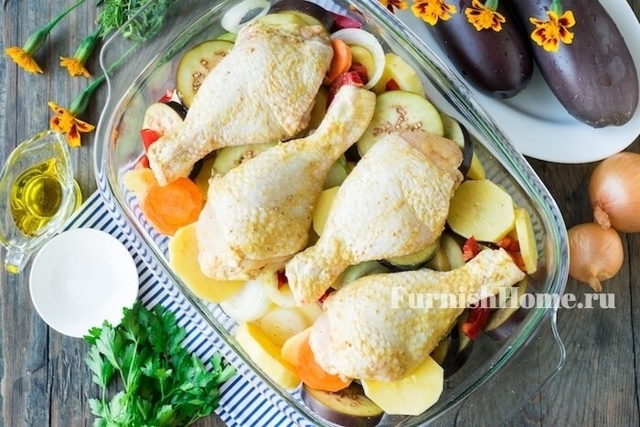 Курица в духовке с овощами