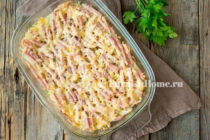 Запеканки из макарон с колбасой