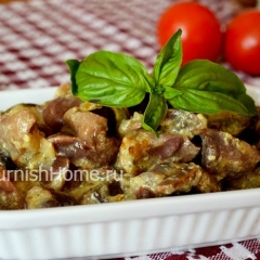 Куриные желудки в сметанном соусе Куриные желудки в сметанном соусе