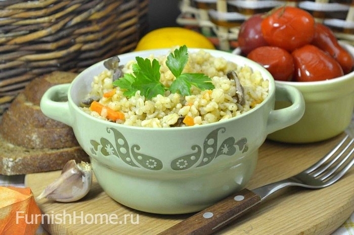 Булгур с вешенками и овощами