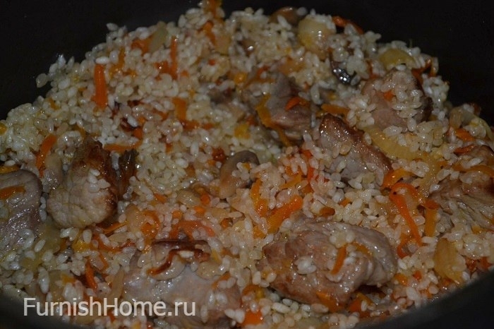 Рис со свининой и грибами