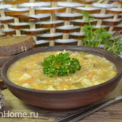 Рассольник с грибами и рисом