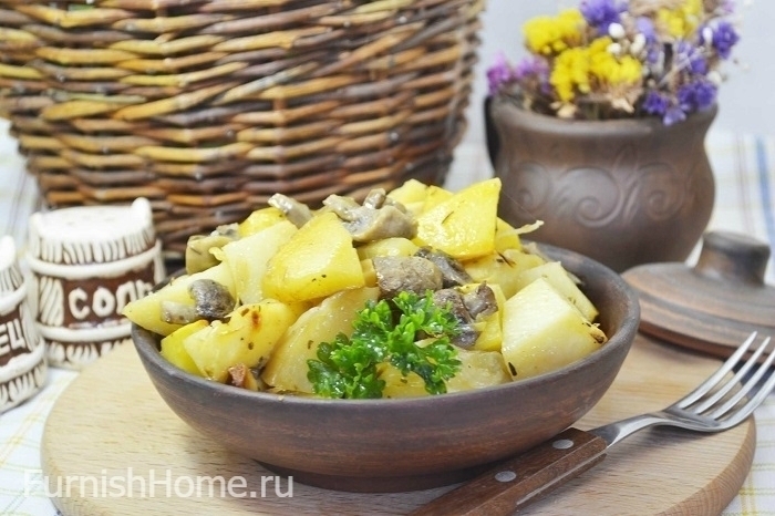 Картошка с грибами запеченная в рукаве
