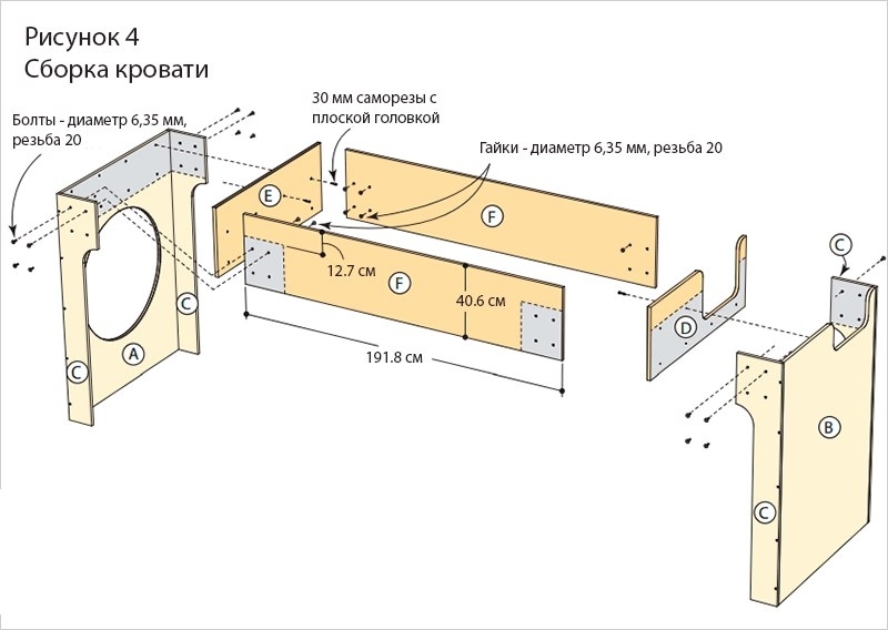 Схема-чертеж детской кровати