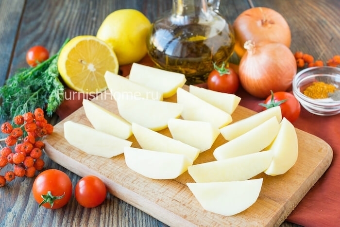 Скумбрия запеченная в духовке с овощами и лимоном