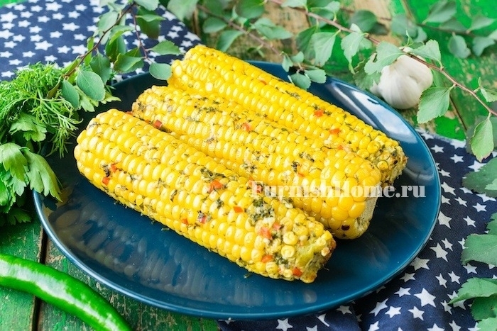 Кукуруза запеченная в духовке в пряном масле