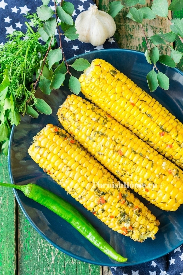 Кукуруза запеченная в духовке в пряном масле