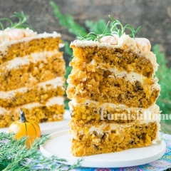 Морковно-тыквенный торт с курагой и грецкими орехами