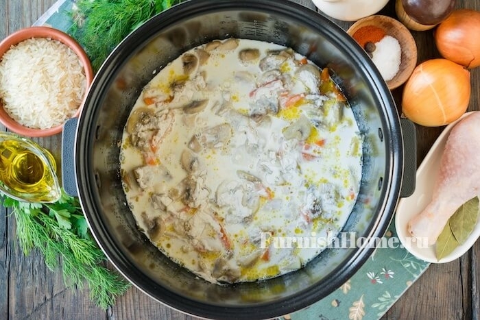 Суп с грибами и рисом