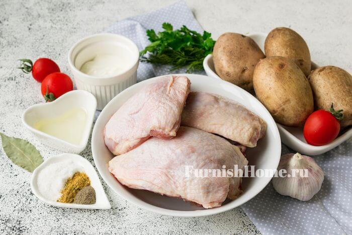 Курица с картошкой в рукаве в духовке