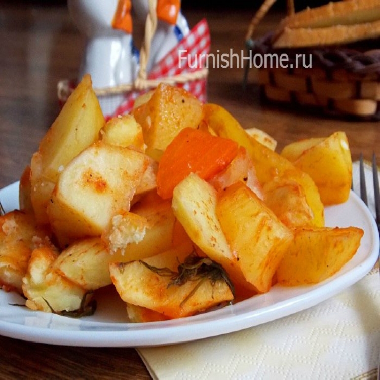 Картофель с овощами, запеченный в рукаве