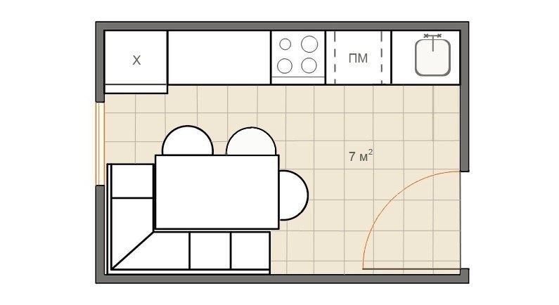 Дизайн и планировка маленькой кухни 7 кв.м.