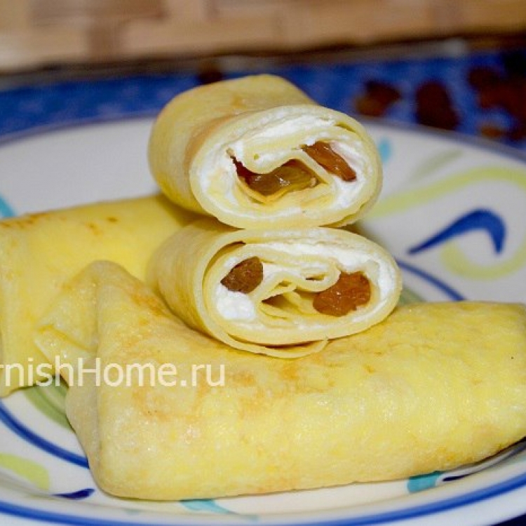 Блины с творожной начинкой и изюмом