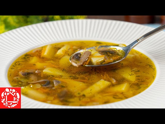 Простой и быстрый суп с гречкой и грибами