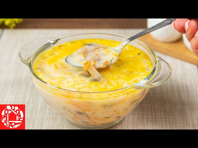 Суп с грибами и плавленым сыром