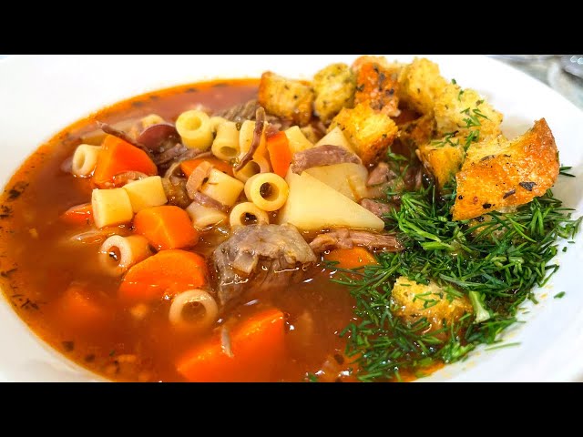 Суп с говядиной и овощами
