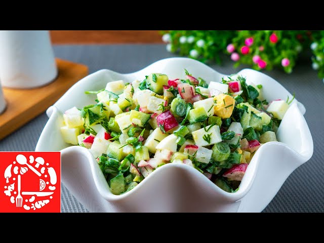 Самый вкусный салат с редиской и огурцами