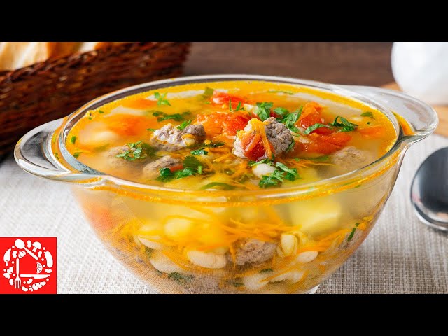 Суп с фрикадельками и фасолью